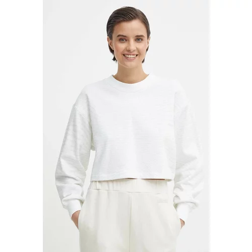 Calvin Klein Jeans Bombažen pulover ženska, bela barva, J20J223072