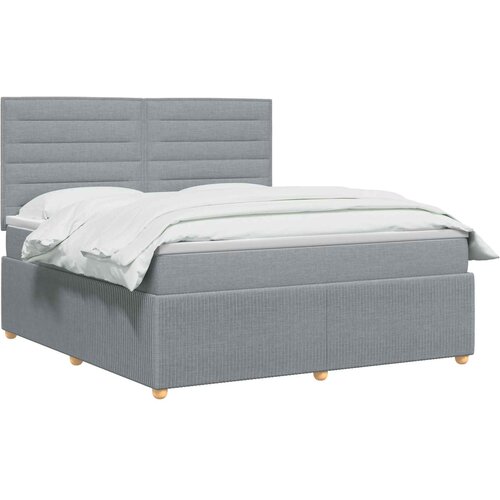  Boxspring krevet s madracem Svjetlosiva 180 x 200 cm Tkanina Slike