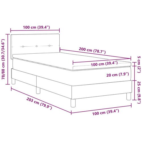  Kutija prozračni krevet s madracem krem 100x200 cm tkanina Slike