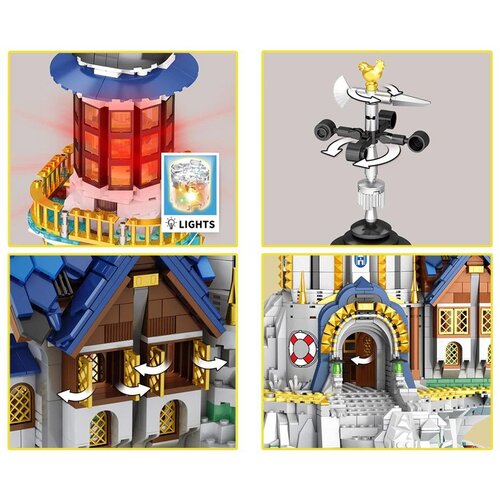  Reobrix konstrukcijske kocke srednjovjekovni svjetionik s LED svjetlima, 2966 dijelova Slike