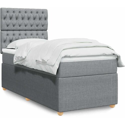  Box spring krevet s madracem svjetlosivi 90x190 cm od tkanine Cijene