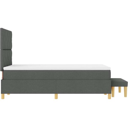 VidaXL Krevet s opružnim podom s madracem i klupicom tamno sivi 120x200 cm tkanina Slike