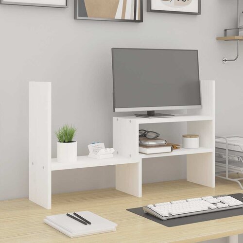  Stalak za monitor bijeli (39-72) x 17 x 43 cm masivna borovina Cijene