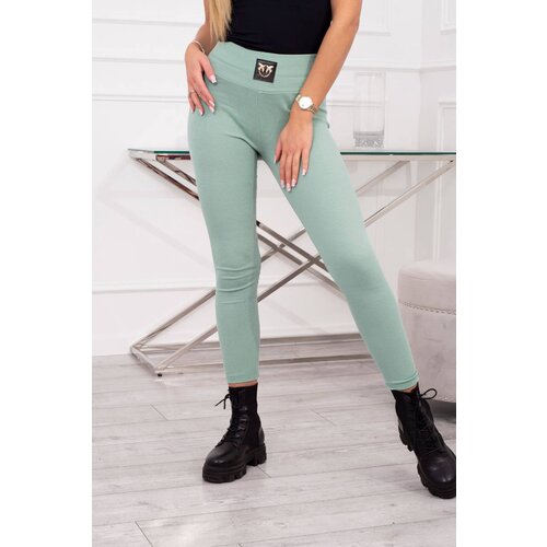Kesi Ribbed leggings with a high waist dark mint Cijene