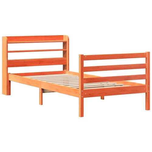 VidaXL Posteljni okvir z vzglavjem vo&amp;scaron;čeno rjava 100x200 cm borovina, (21303730) Slike