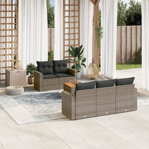 VidaXL 6-dijelni set vrtnih sofa od poliratana s jastucima sivi Slike