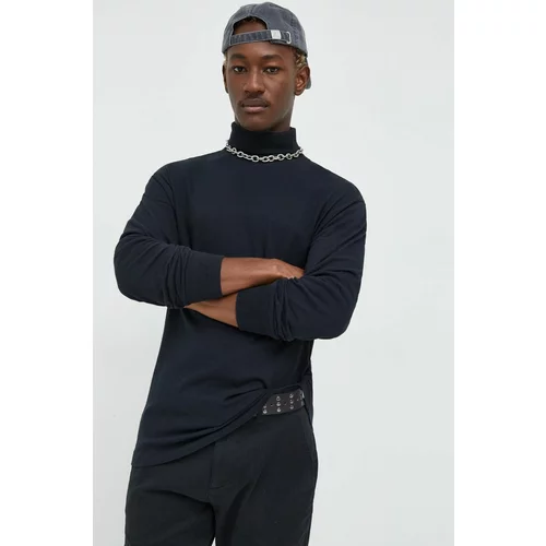 Abercrombie & Fitch Pamučna majica dugih rukava boja: crna, jednobojni model