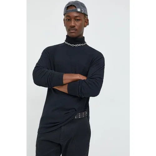 Abercrombie & Fitch Pamučna majica dugih rukava boja: crna, jednobojni model