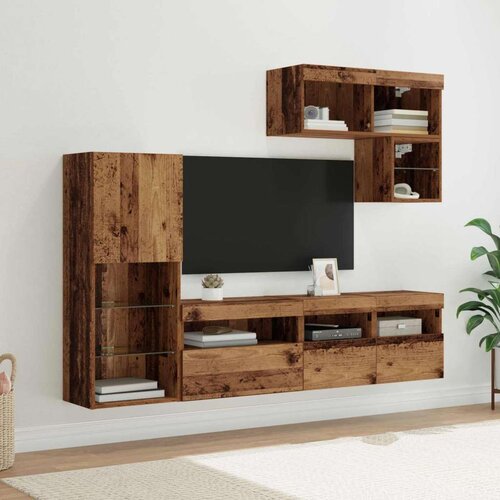 TV stenske enote z LED lučmi 6 pcs Star les Konstruiran les, (5000112859) Cene