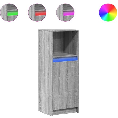 Maison Chic Komoda - Predalnik z LED siva sonoma 38x34x100 cm inženirski les, (21720235) Slike