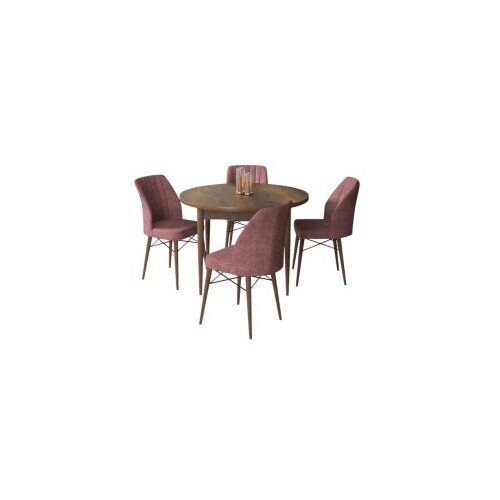 Hanah home Set Trpezarijski sto i 4 stolice, prljavo roza Slike
