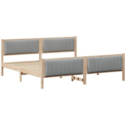  Okvir kreveta s uzglavljem Smeđa i svijetlo siva 200 x 200 cm Slike