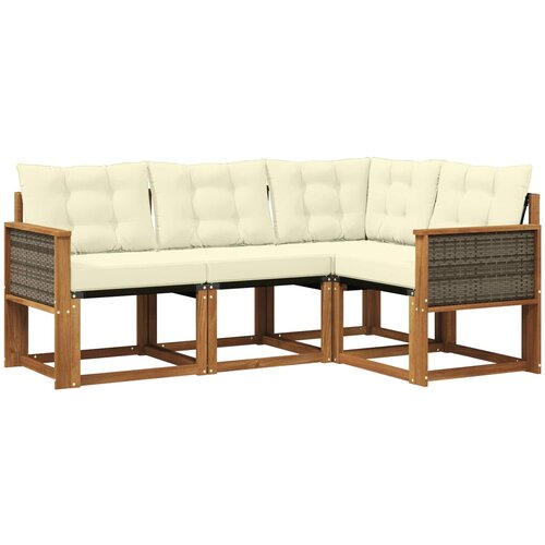 Set vanjskih sofa 4 kom. Prirodna i krem Smeđa 183,5 x 124,5 x 73 cm Slike