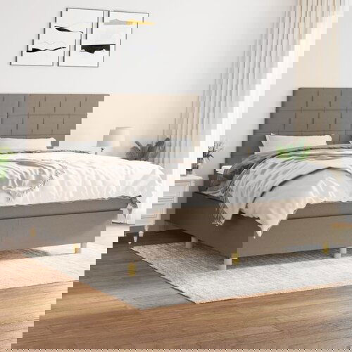 The Living Store Box spring postelja z vzmetnico taupe 160x200 cm blago - Box Spring Postelja, (21512005) Slike
