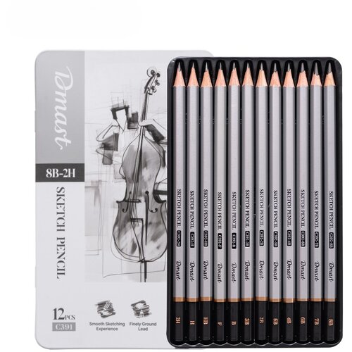 Dmast Set olovaka za skiciranje u metalnoj kutiji EC391, 12 komada Cene