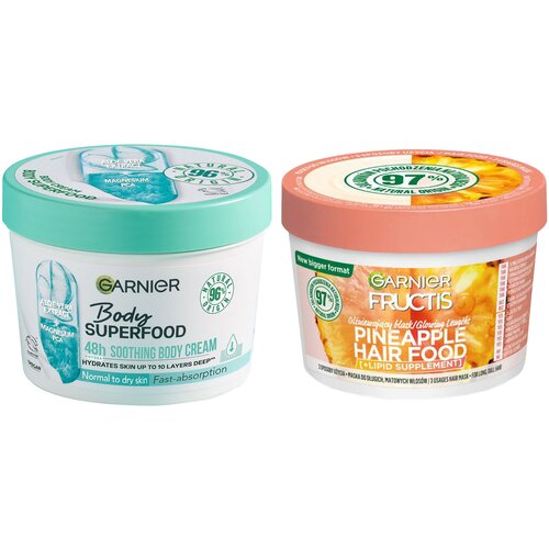 Garnier body superfood krema za telo aloe vera 380ml + fructis hair food maska za kosu pineapple 390ml Cene