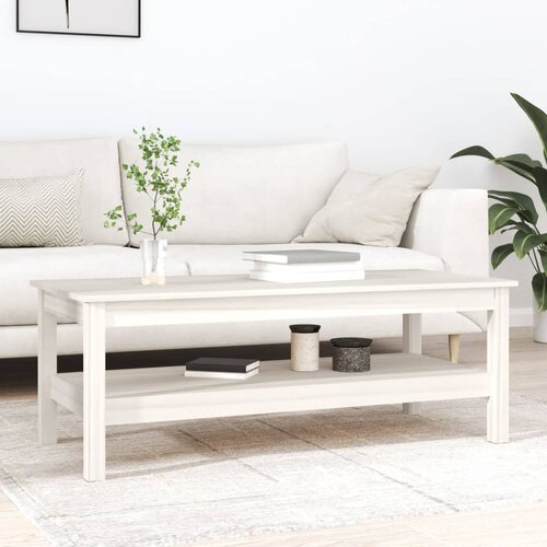 VidaXL Klubska mizica bela 110&amp;times;50&amp;times;40 trdna borovina Slike