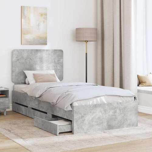  Okvir za krevet s ladicama Betonski sivi 90 x 190 cm - Beton siva 90 x 190 cm Cijene