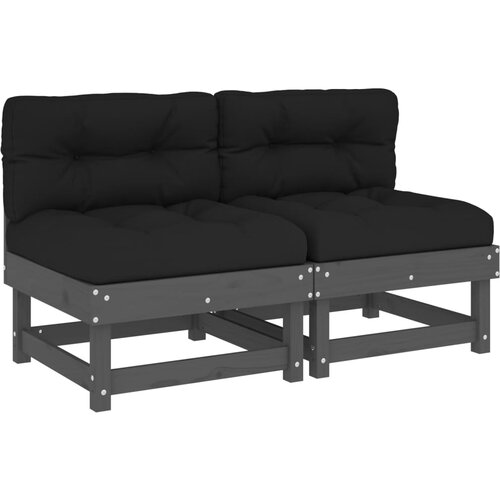 Maison Chic Sredinski kavč - Sofa - Kanape z blazinami 2 kosa siva trdna borovina, (21727144) Cene