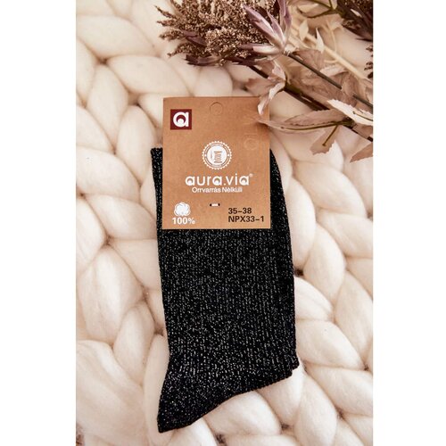 Kesi Women's Socks With Shiny Thread Black Slike