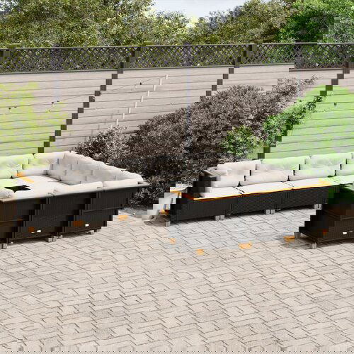vidaXL 10-dijelni set vrtnih sofa s jastucima crni od poliratana Cijene