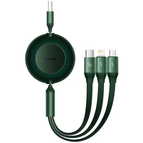 Baseus Bright Mirror 3, USB 3-v-1 kabel za mikro USB / USB-C / Lightning 66W / 2A 1,1 m (zelen), (20627368)