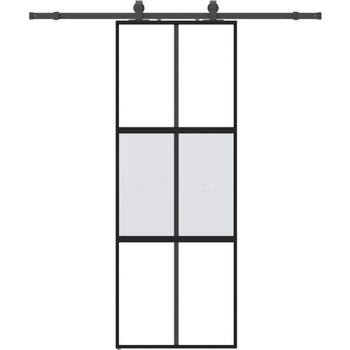 vidaXL drsna vrata z opremo črna 76x205 cm kaljeno steklo, (21749602) Cene