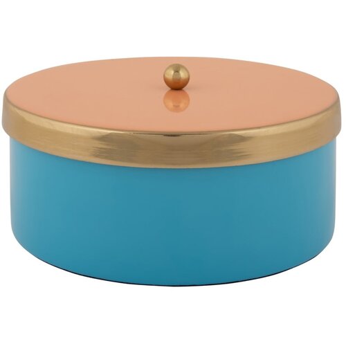 PT LIVING Plava dekorativna metalna kutija za pohranu ø 16x6 cm Double Funky – Cijene