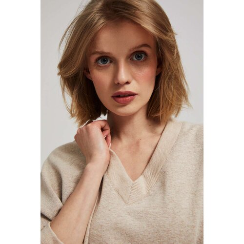 Marisse Sand V-Neck Sweatshirt Slike