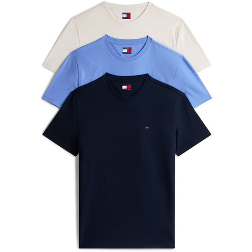 Tommy Jeans Majica mornarska / golobje modra / svetlo siva Cene