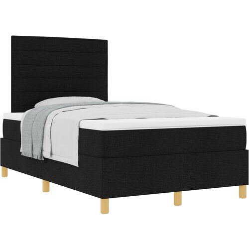 VidaXL Krevet s opružnim boxom i madracem Crni 120x200 cm Tkanina Slike