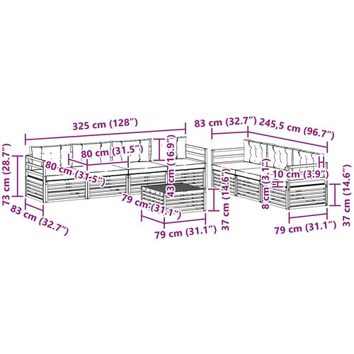  Set vanjskih sofa 8 pcs Bijela i bež 79 x 79 x 37 cm Poliester Slike