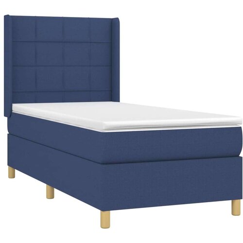 VidaXL Krevet box spring s madracem LED plavi 80 x 200 cm od tkanine Slike