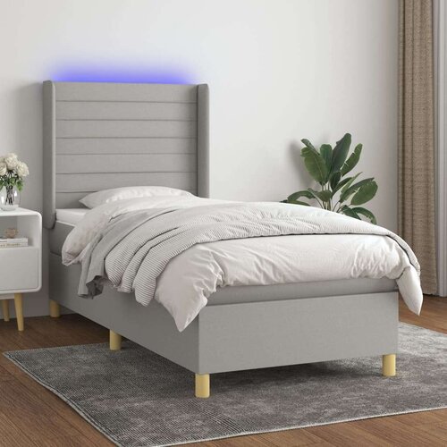  Krevet box spring s madracem LED svjetlosivi 80x200 cm tkanina Slike
