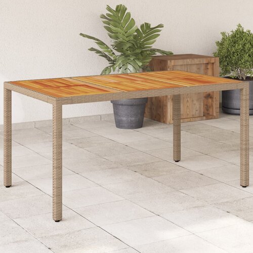 vidaXL Vrtna miza bež 150x90x75 cm poli ratan in akacijev les Cene