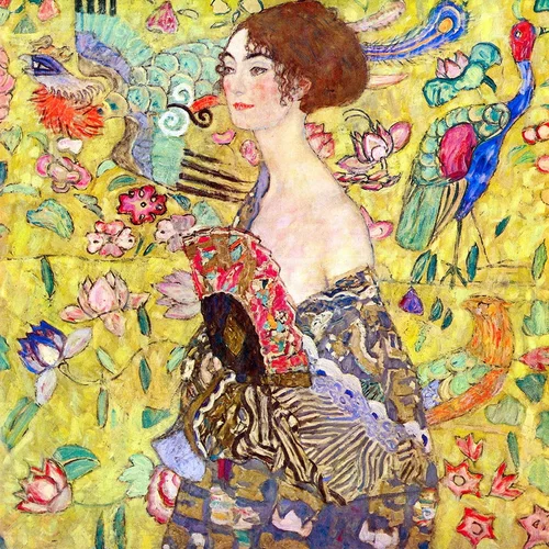 Fedkolor Reprodukcija slike Gustava Klimta - Lady With Fan veličine 70 x 70 cm