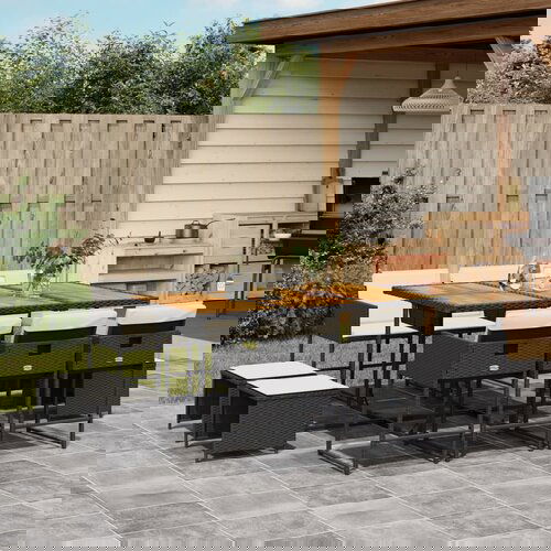 VidaXL 11-dijelni vrtni blagovaonski set s jastucima poliratan crni Slike