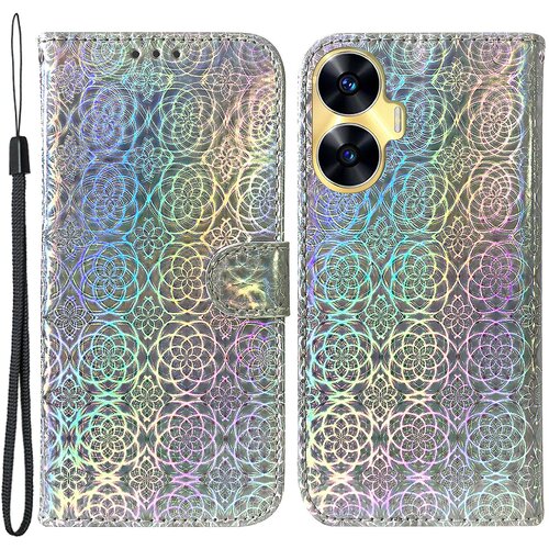 INORCO Za Realme C55 preklopno stojalo za telefon lupina PU usnjena denarnica torbica za telefon ble&amp;scaron;čeč pokrov s cvetličnim vzorcem, (22033025) Slike