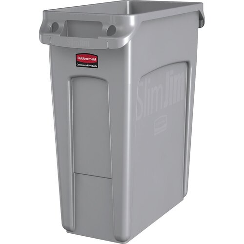 Rubbermaid Zbiralnik surovin/koš za odpadke SLIM JIM®, prostornina 60 l, s prezračevalnimi kanali, siva Cene