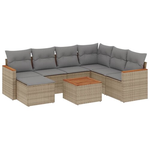  8-dijelni set vrtnih sofa s jastucima bež od poliratana Slike