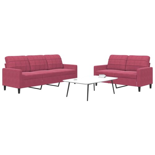 vidaXL 2-dijelni set sofa s jastucima crvena boja vina baršunasti Cijene