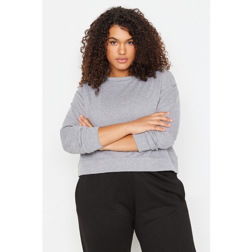 Trendyol Curve Plus Size Sweatshirt - Gray - Relaxed fit Slike