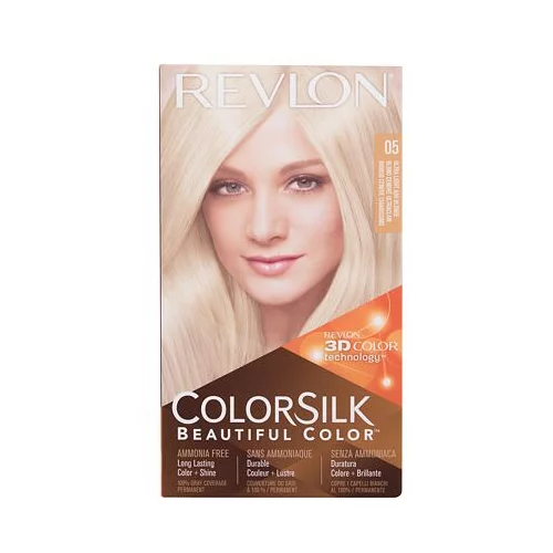 Revlon colorsilk beautiful color nijansa 05 ultra light ash blonde darovni set boja za kosu colorsilk beautiful color 59,1 ml + razvijač boje 59,1 ml + regenerator 11,8 ml + rukavice