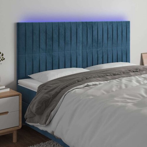  Posteljno vzglavje temno modro 160x5x118/128 cm žamet, (20932181) Slike