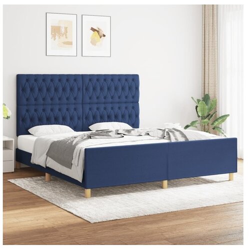  Okvir za krevet s uzglavljem plavi 180 x 200 cm od tkanine Cijene