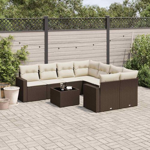  9-dijelni set vrtnih sofa s jastucima poliratan smeđi Cijene