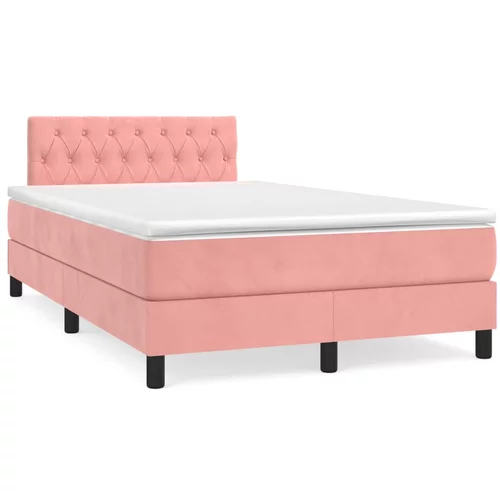  Krevet box spring s madracem LED ružičasti 120x190cm baršunasti