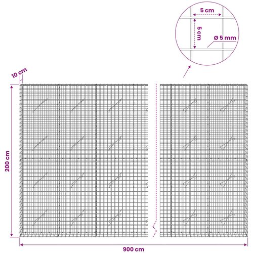  Gabion s 5 mm žicom i mrežom 5x5 cm 900x10x200 cm Slike