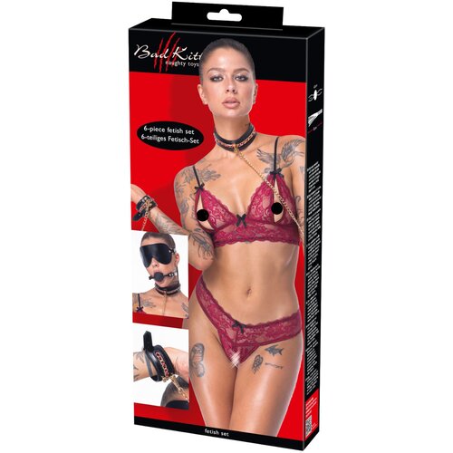 Bad Kitty Set za vezivanje, 6 delova, Crveno-crni Cene