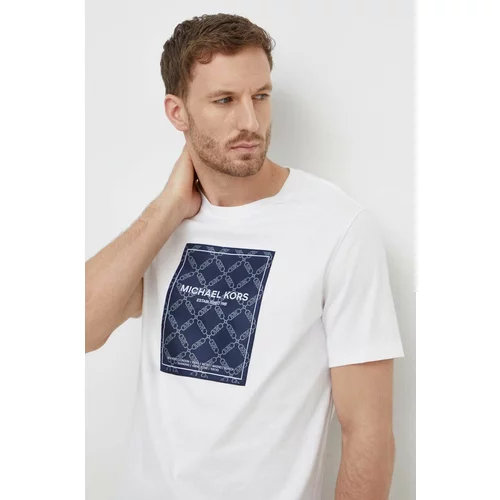 Michael Kors Pamučna majica za muškarce, boja: bijela, s aplikacijom